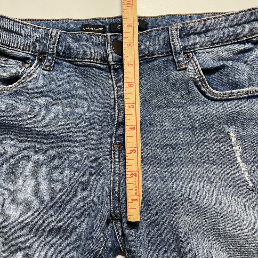 STS Blue Morgan Tomboy Rae Hem Distressed Crop Skinny Jeans Light Wash Size 26 - Picture 8 of 10